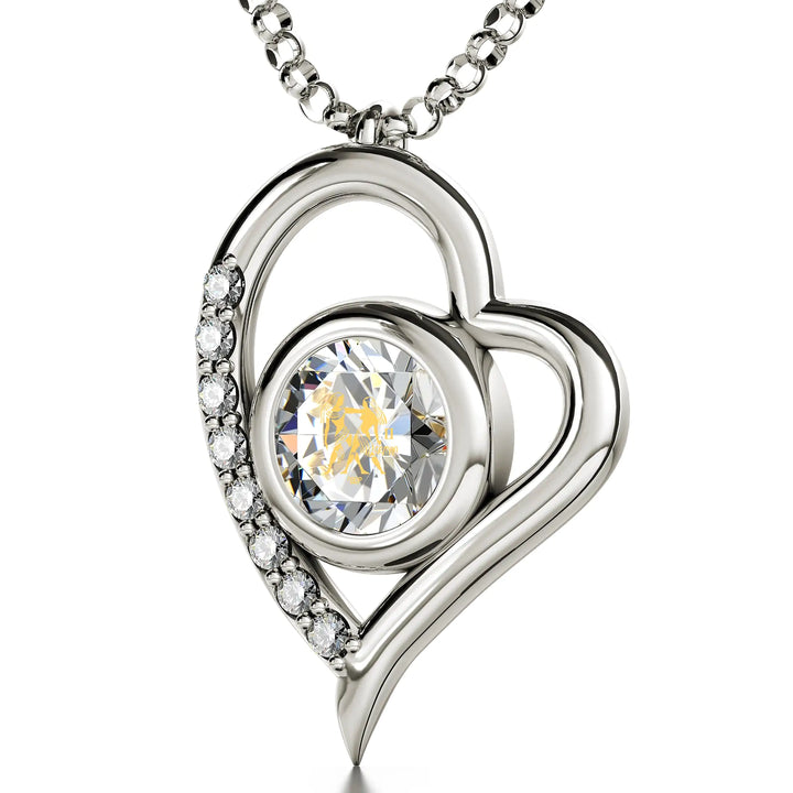 925 Sterling Silver Gemini Necklace Zodiac Heart Pendant 24k Gold Inscribed on Crystal