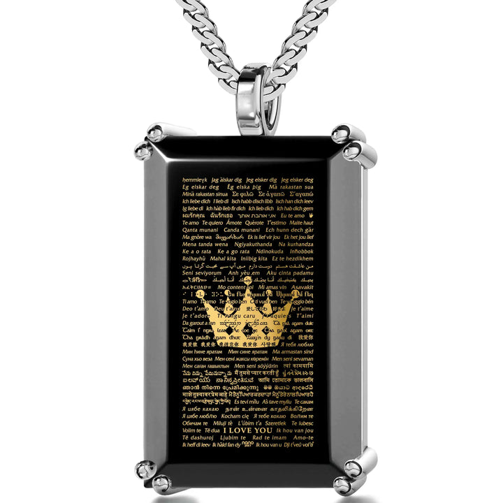 Crown the King of Your Heart Necklace Over 100 Languages I Love You Pendant
