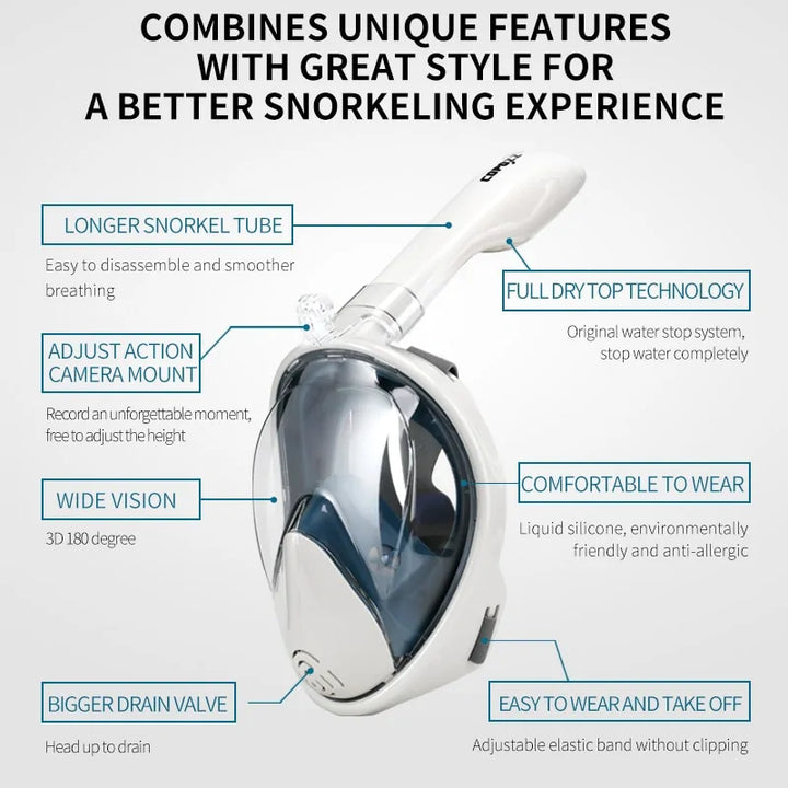 Full Face Scuba Diving Snorkel Goggles